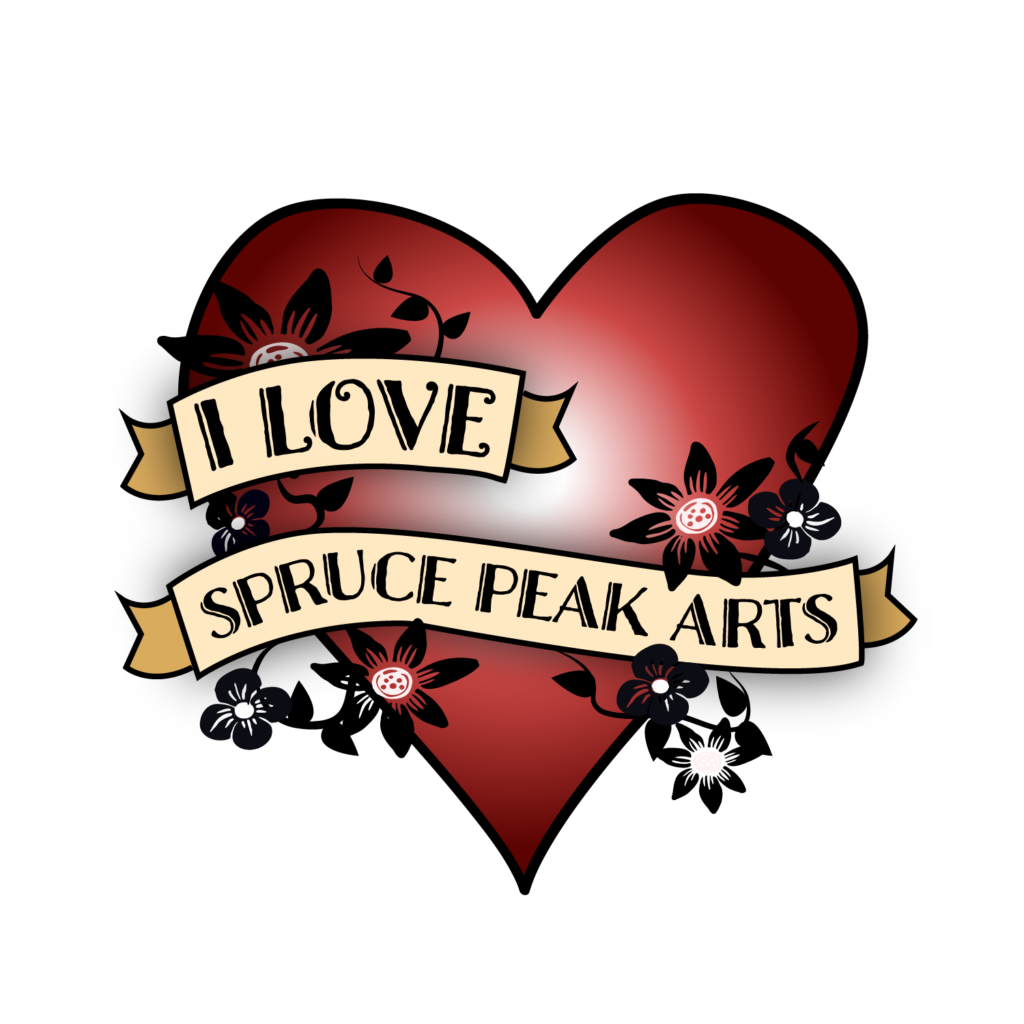 Logo that says 'I Love Spruce Peak'